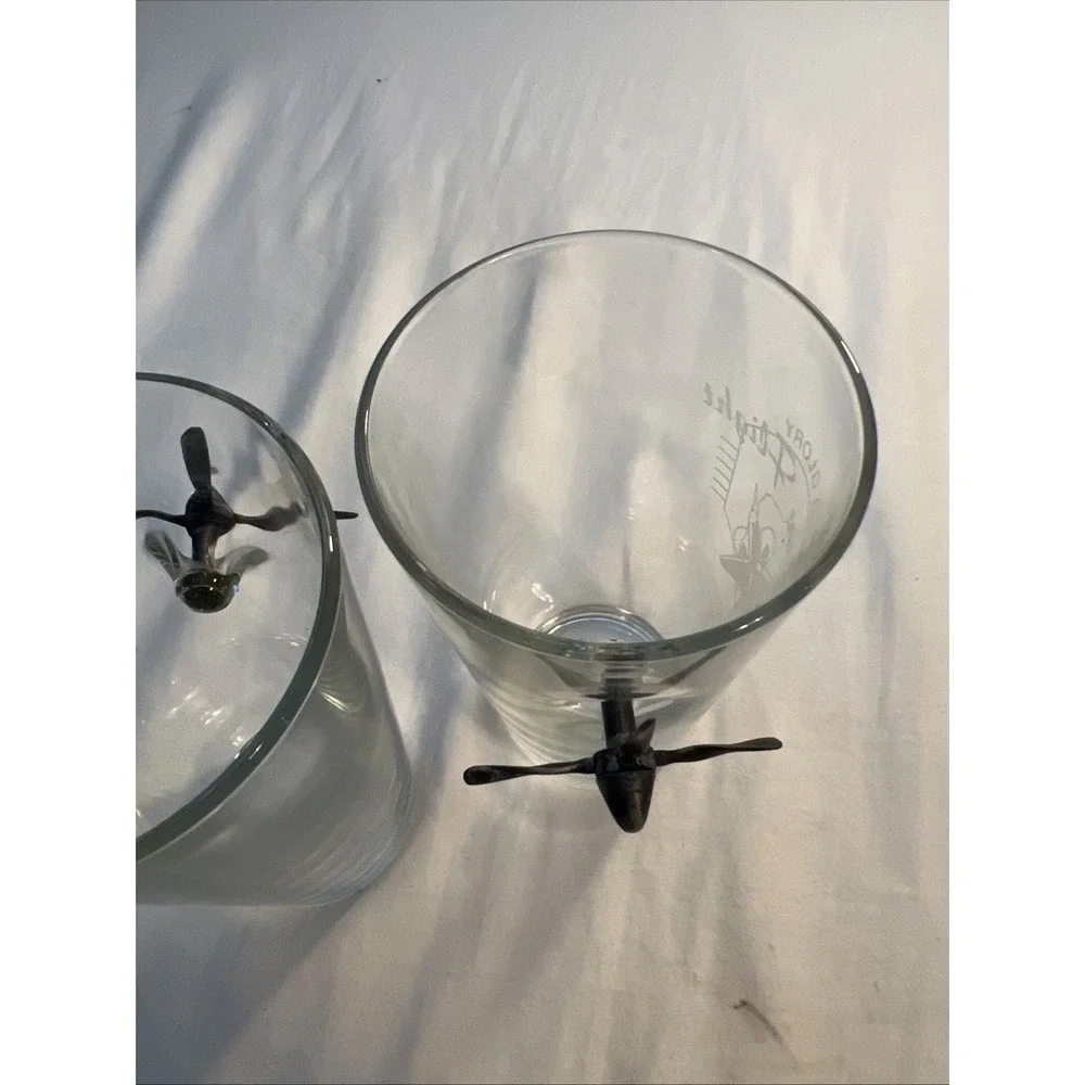 Set Of 2 16oz Old Glory Honor Flight Pint Glasses With Moving Propeller
